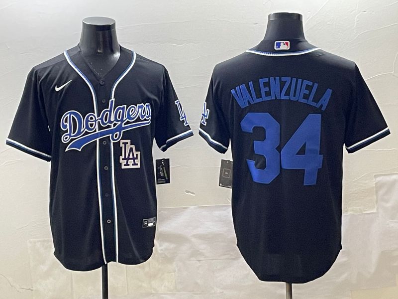 Men 2025 Los Angeles Dodgers #34 Valenzuela Black Three generations Fashion Nike MLB Jersey style 7